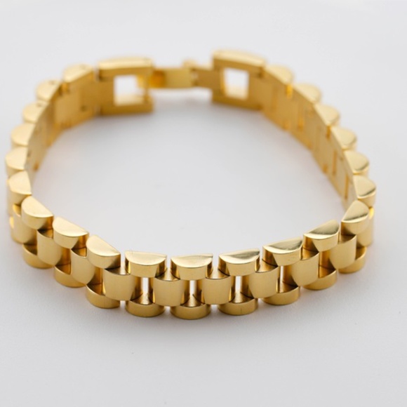 Dedoni Bijoux Jewelry - Rolex like Chain Link Gold Plated Bracelet